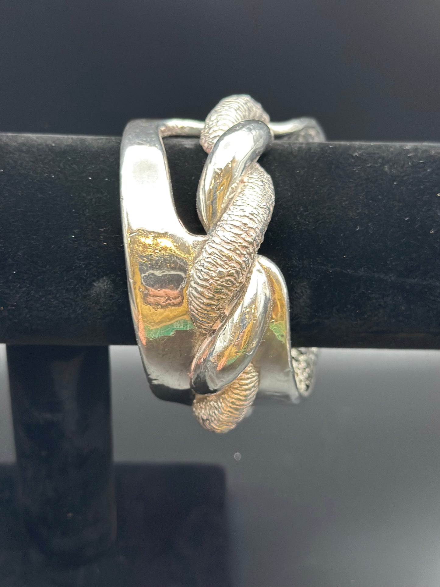 Chunky Silver Bangle Bracelet