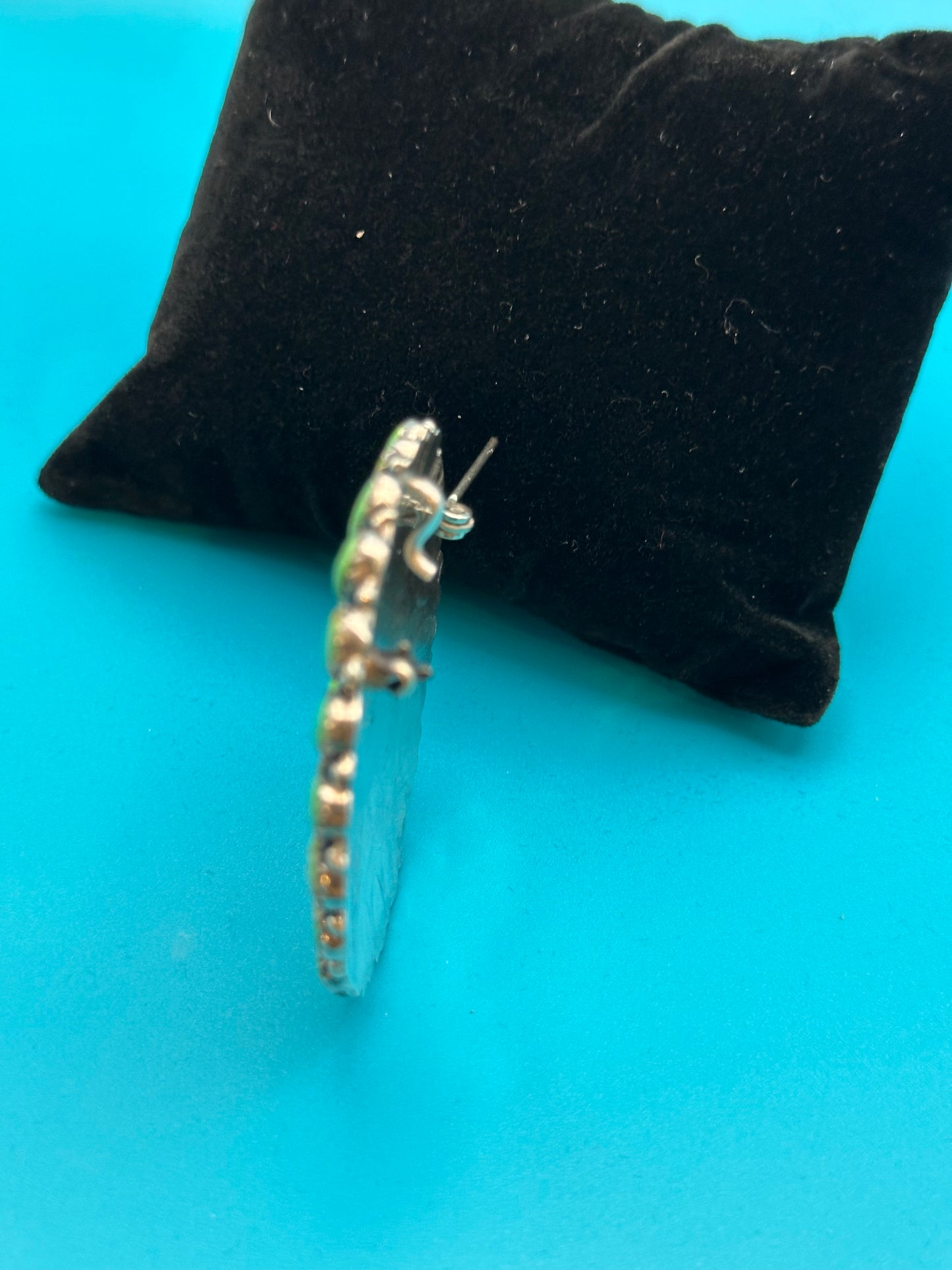 Sterling silver and green turquoise Native American brooch/pendant