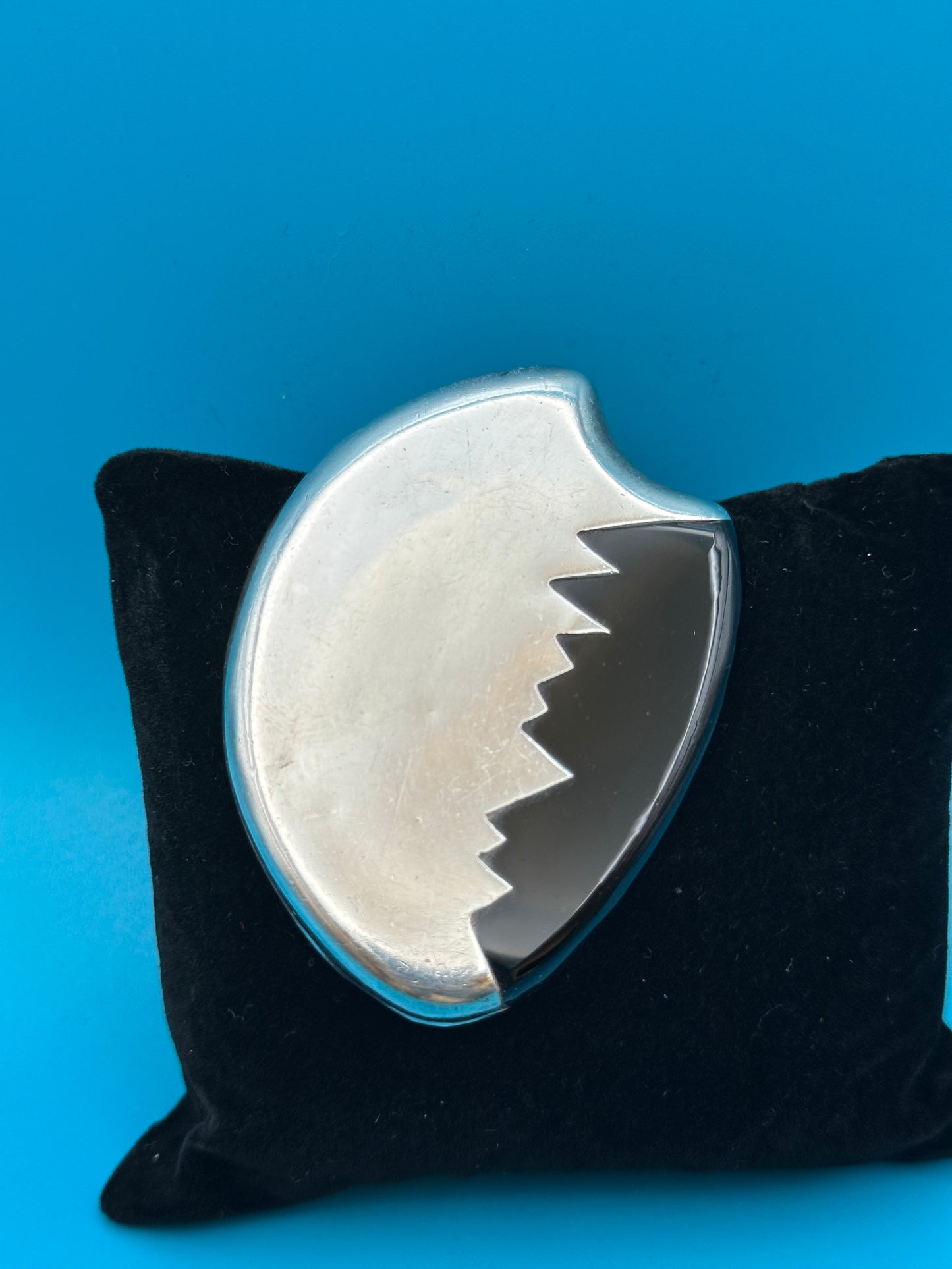 Vintage contemporary design sterling silver and onyx brooch/necklace