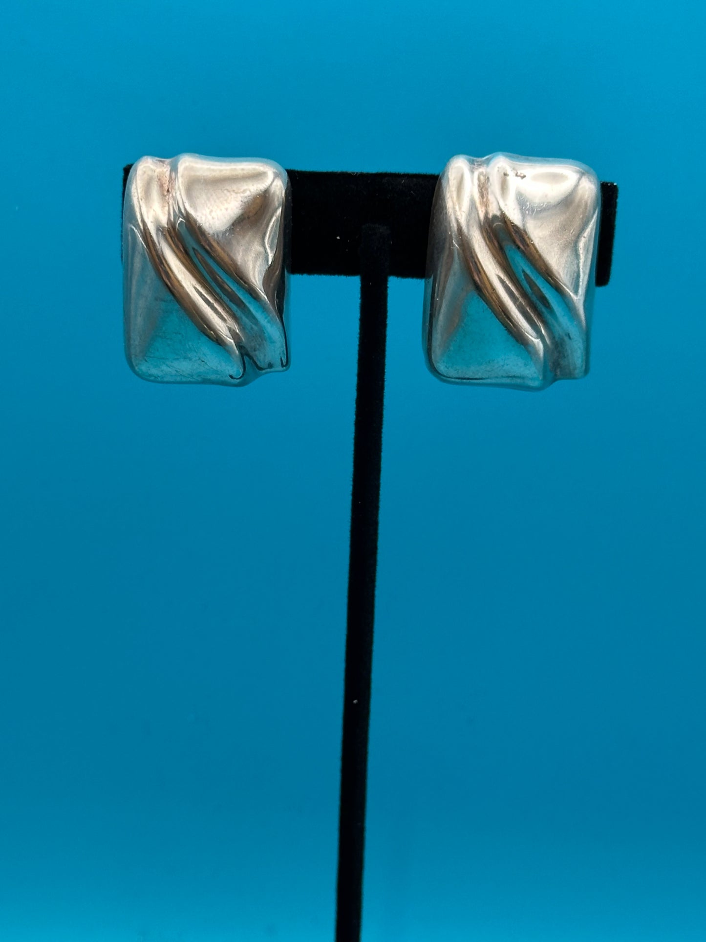 Vintage Mexican silver clip-on earrings