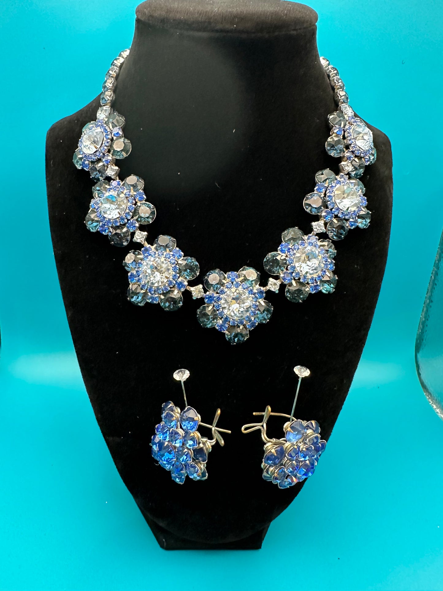 Spectacular mid-century rhinestone crystal necklace