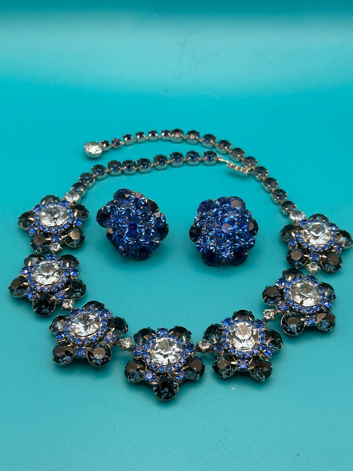Spectacular mid-century rhinestone crystal necklace