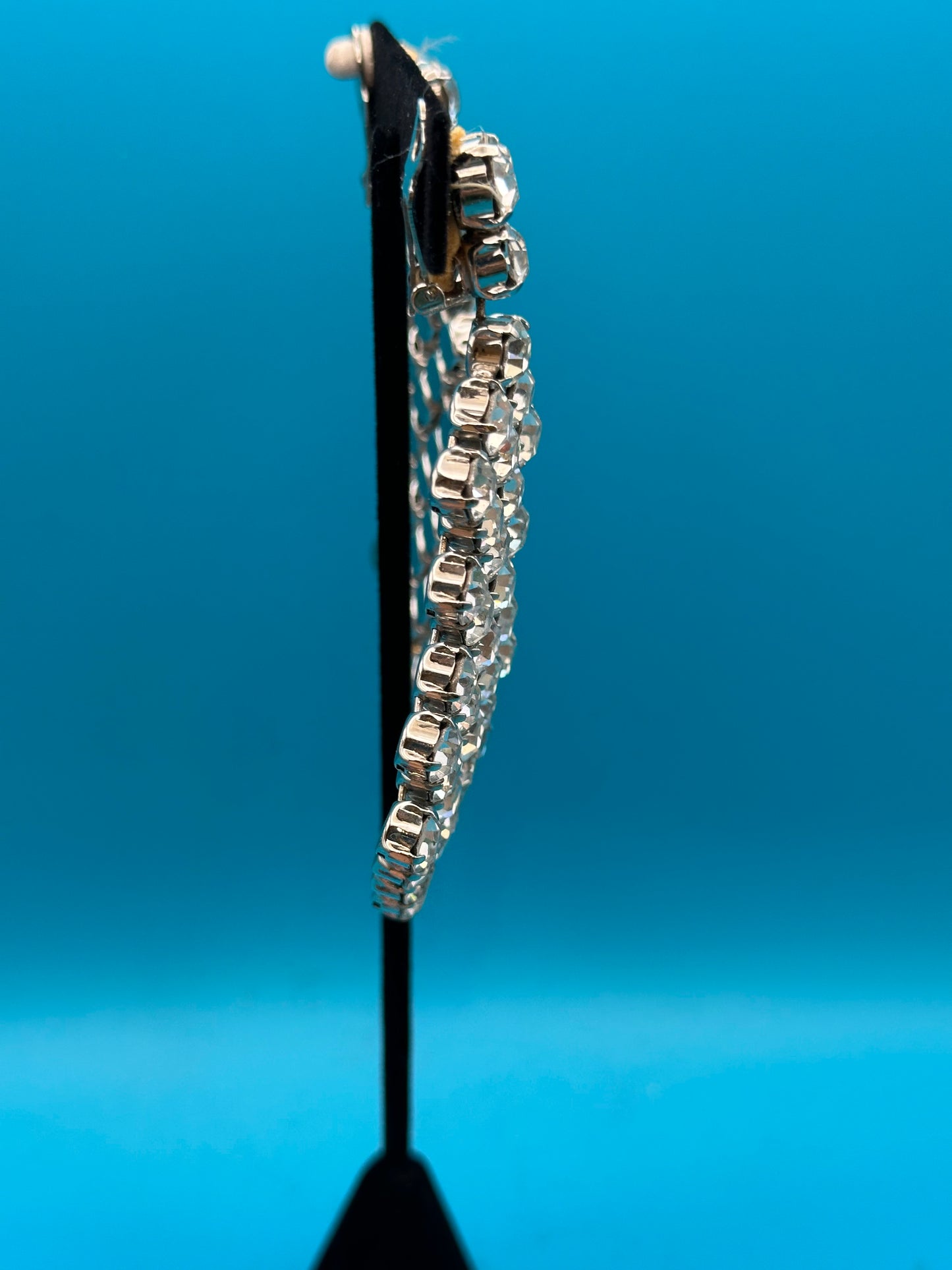 Spectacular mid-century vintage colorless rhinestone drop earrings