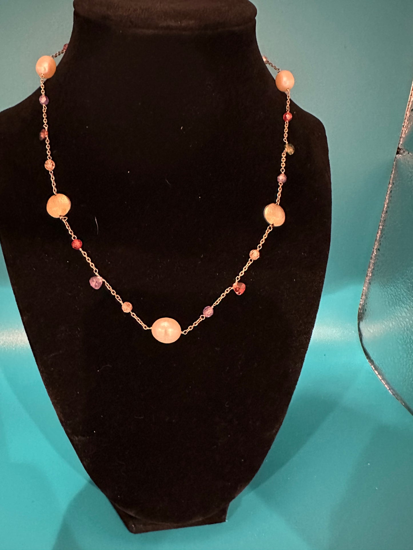 Simulated pearl, semi-precious stone, and gold Marco Bicego look-alike