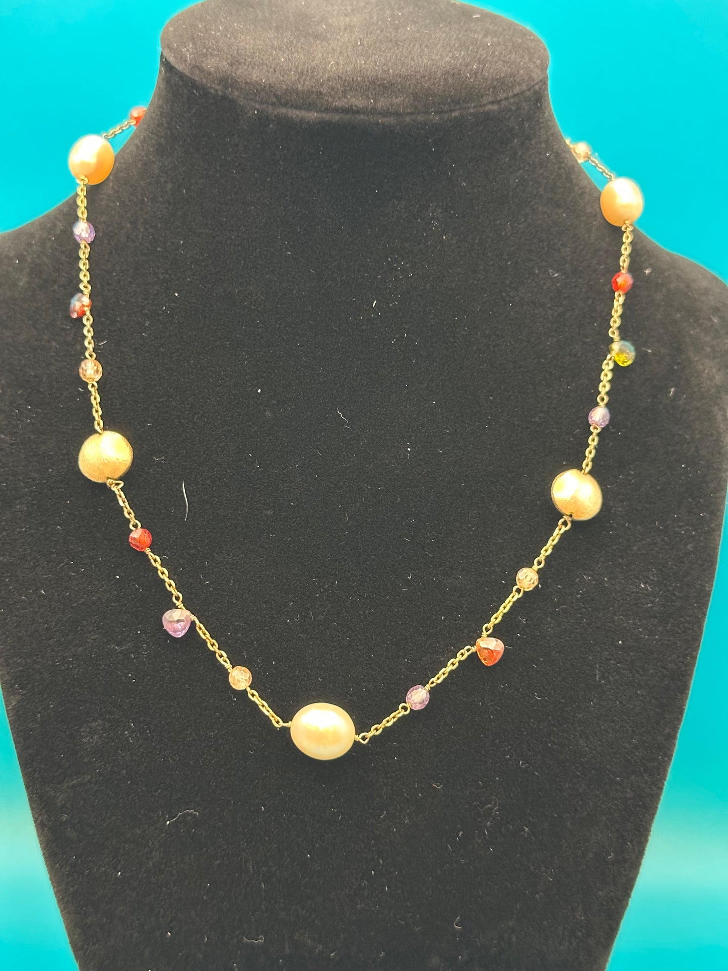 Simulated pearl, semi-precious stone, and gold Marco Bicego look-alike