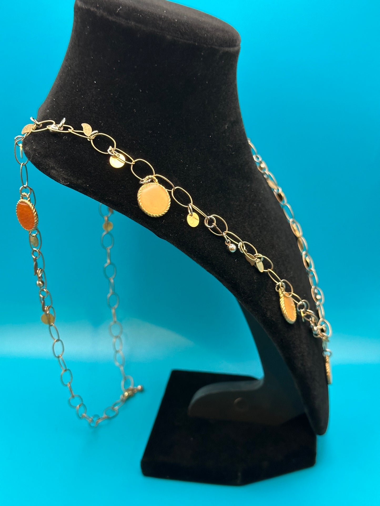 chain and multi-colored enamel circle necklace