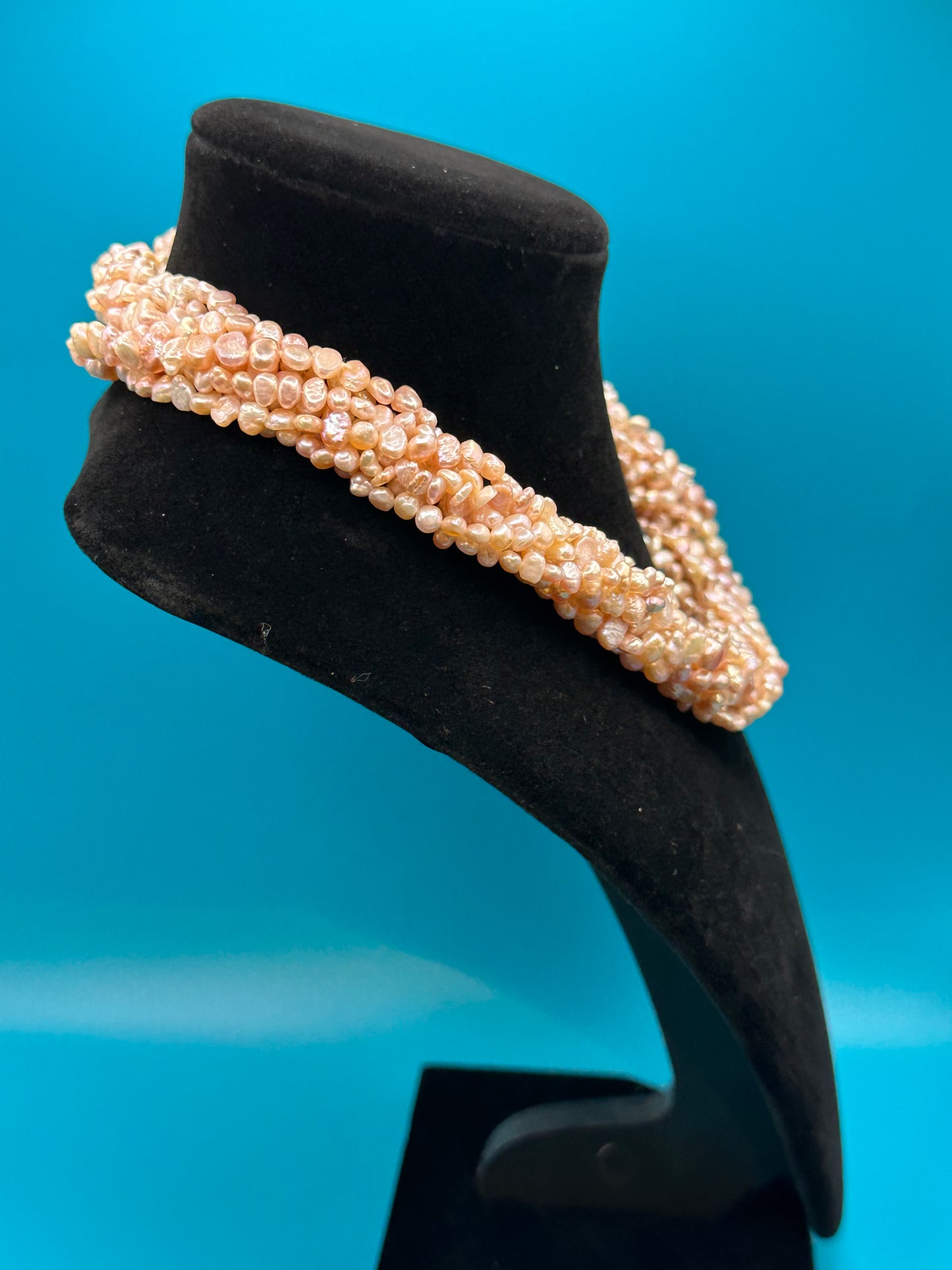 Baroque natural pink seed pearl torsade necklace