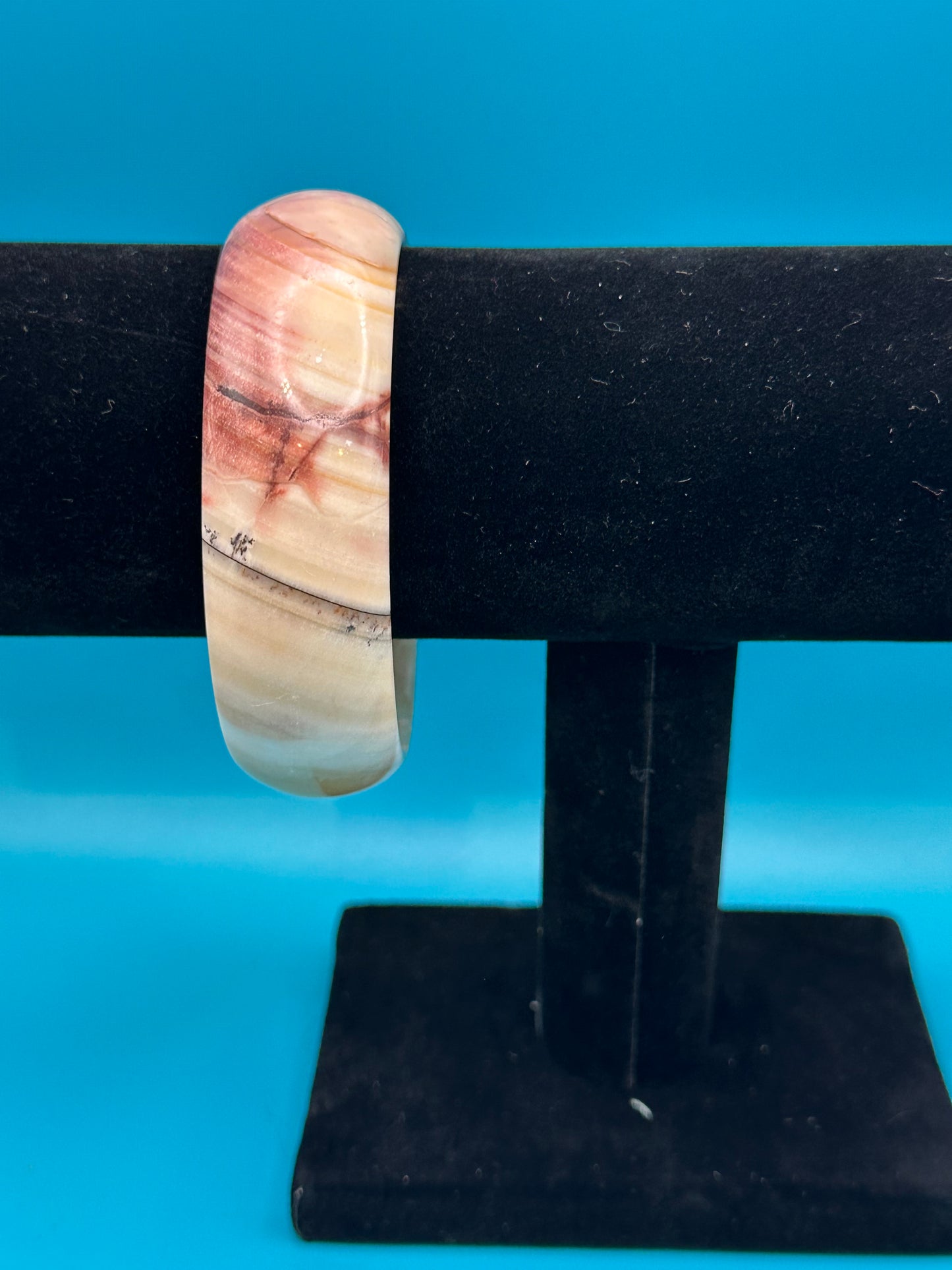 Cherry blossom agate bangle bracelet