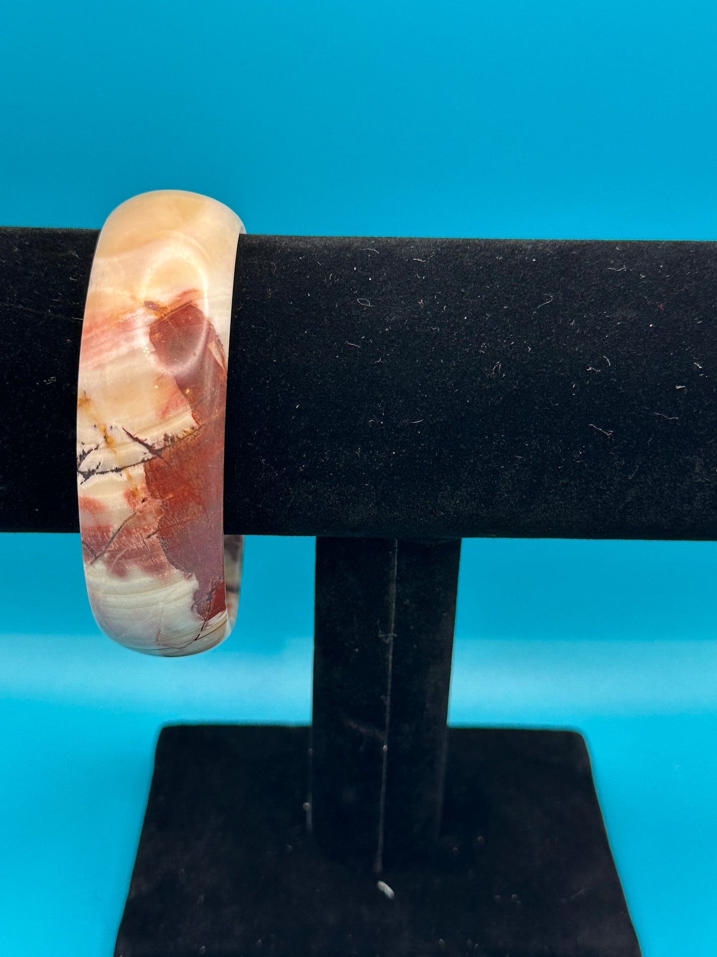 Cherry blossom agate bangle bracelet