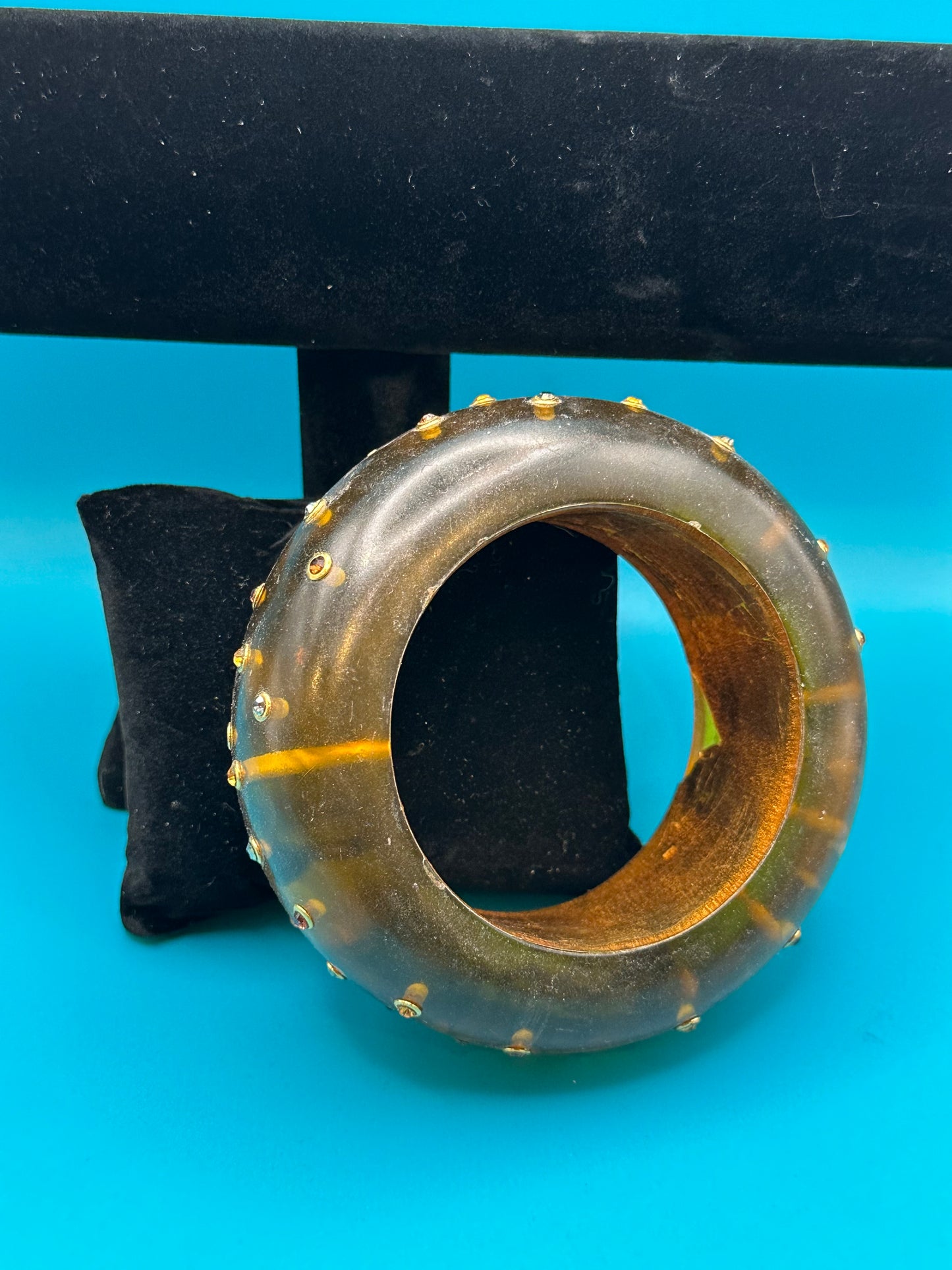 Jose Maria Barrera rhinestone and resin bangle bracelet