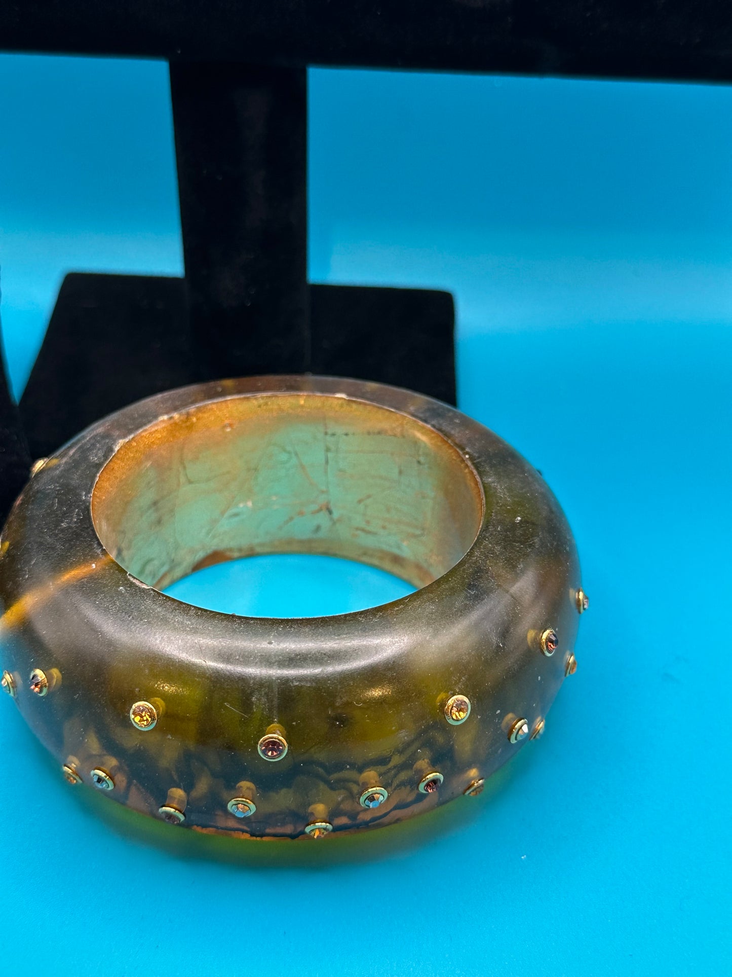 Jose Maria Barrera rhinestone and resin bangle bracelet