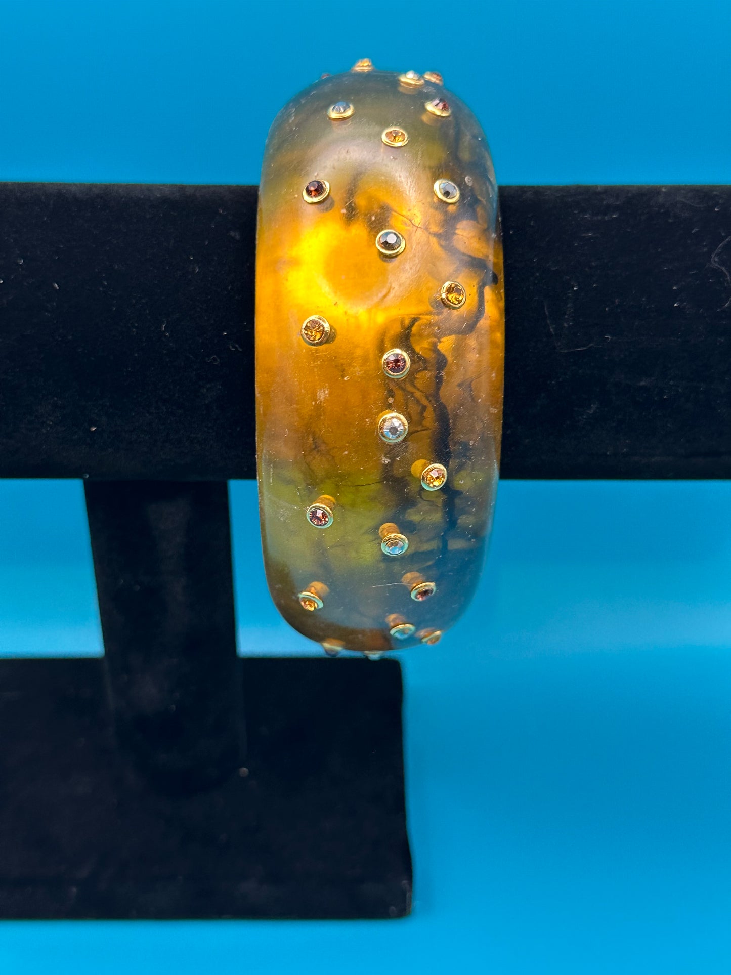 Jose Maria Barrera rhinestone and resin bangle bracelet
