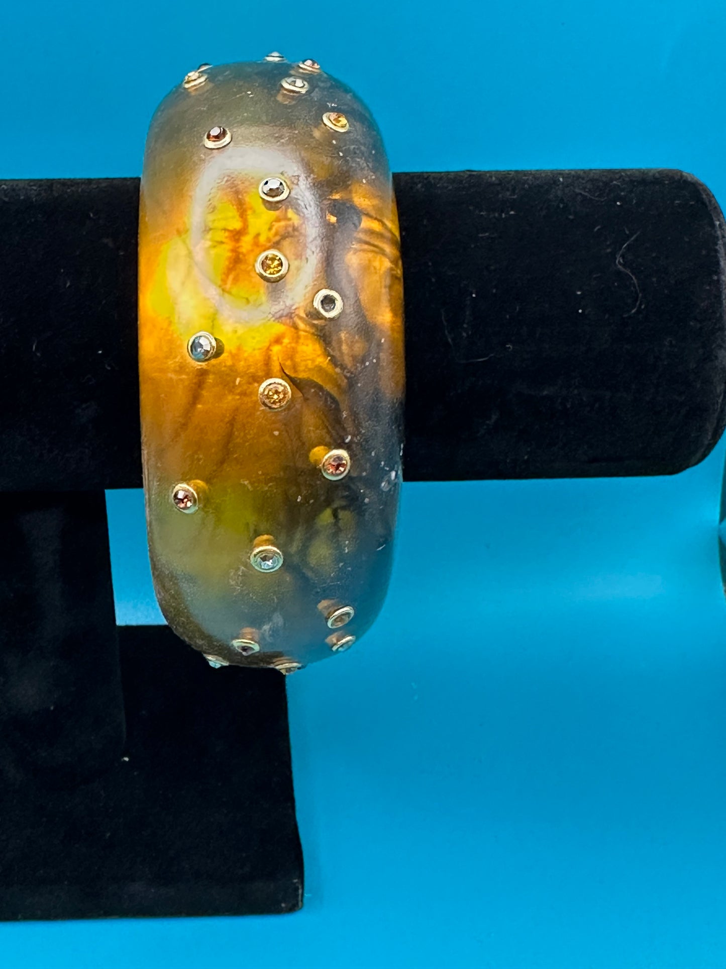 Jose Maria Barrera rhinestone and resin bangle bracelet