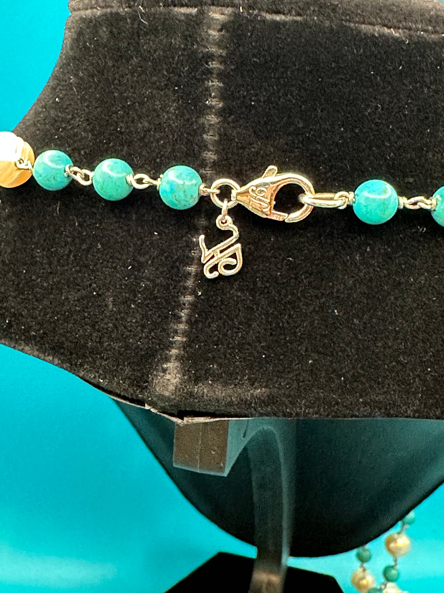 Vintage faux pearl and faux turqoise necklace