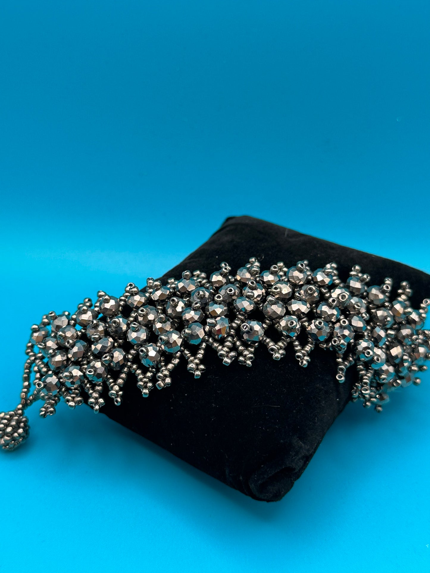 Silver bead stretchy bracelet