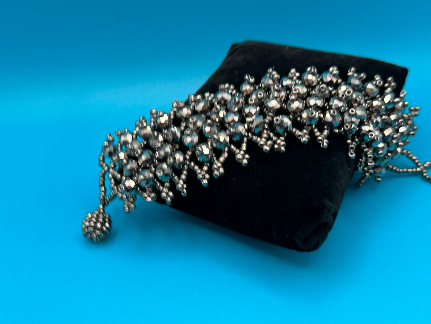 Silver bead stretchy bracelet