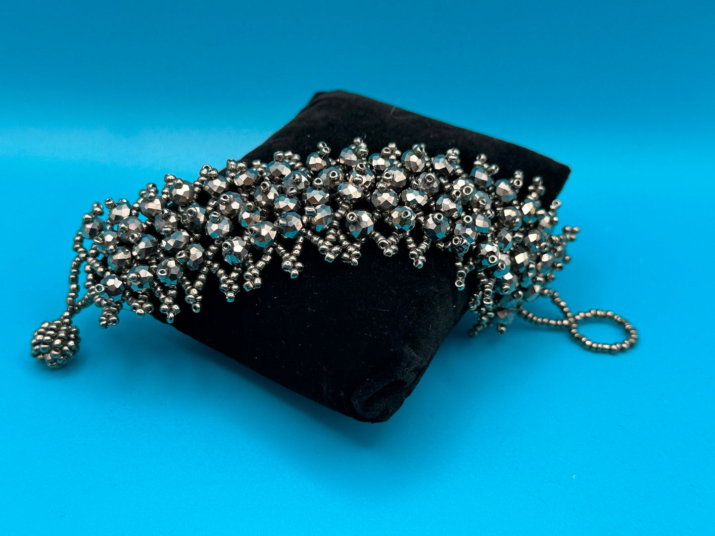 Silver bead stretchy bracelet