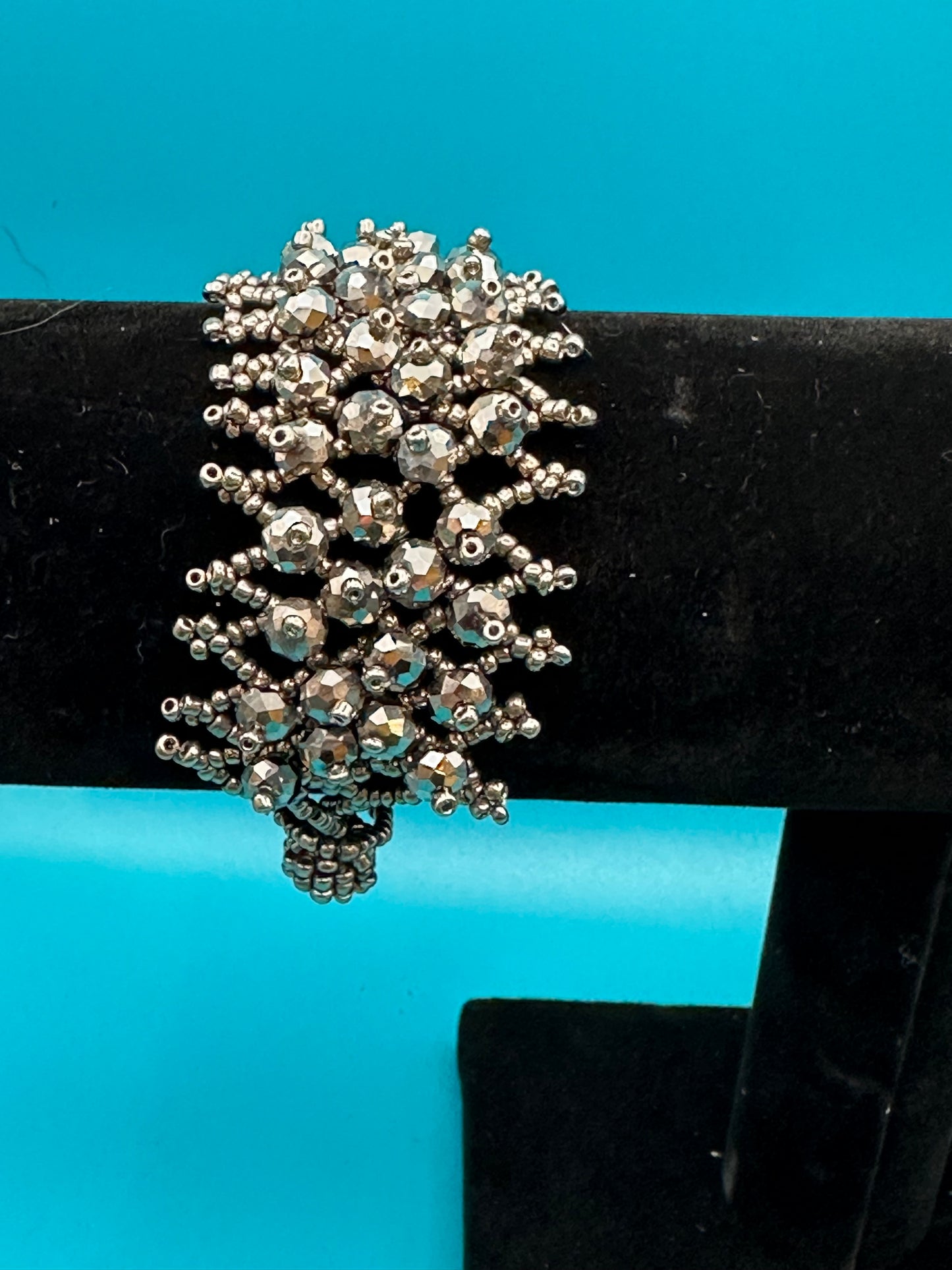 Silver bead stretchy bracelet