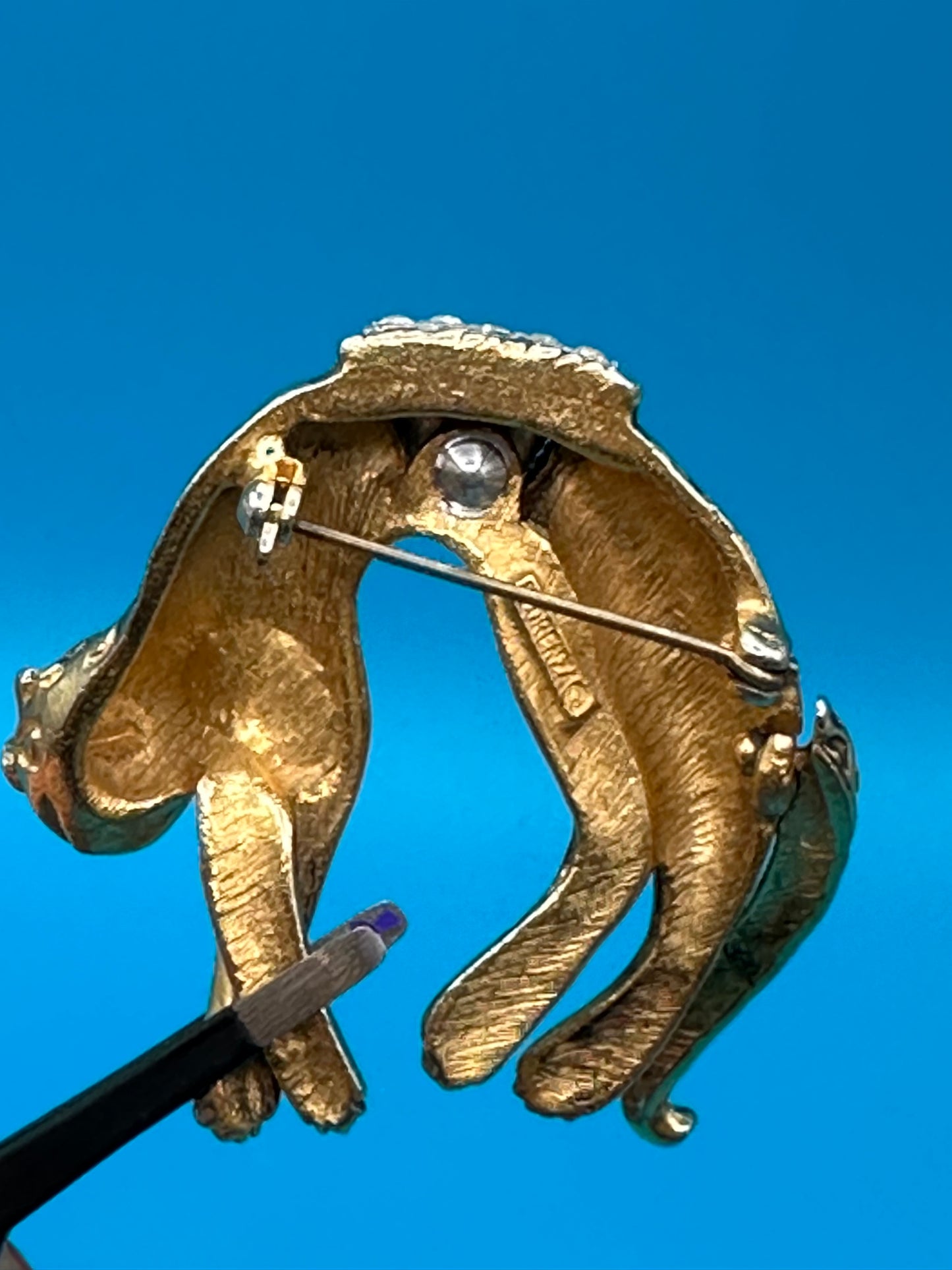Vintage FLORENZA gold metal cheetah brooch