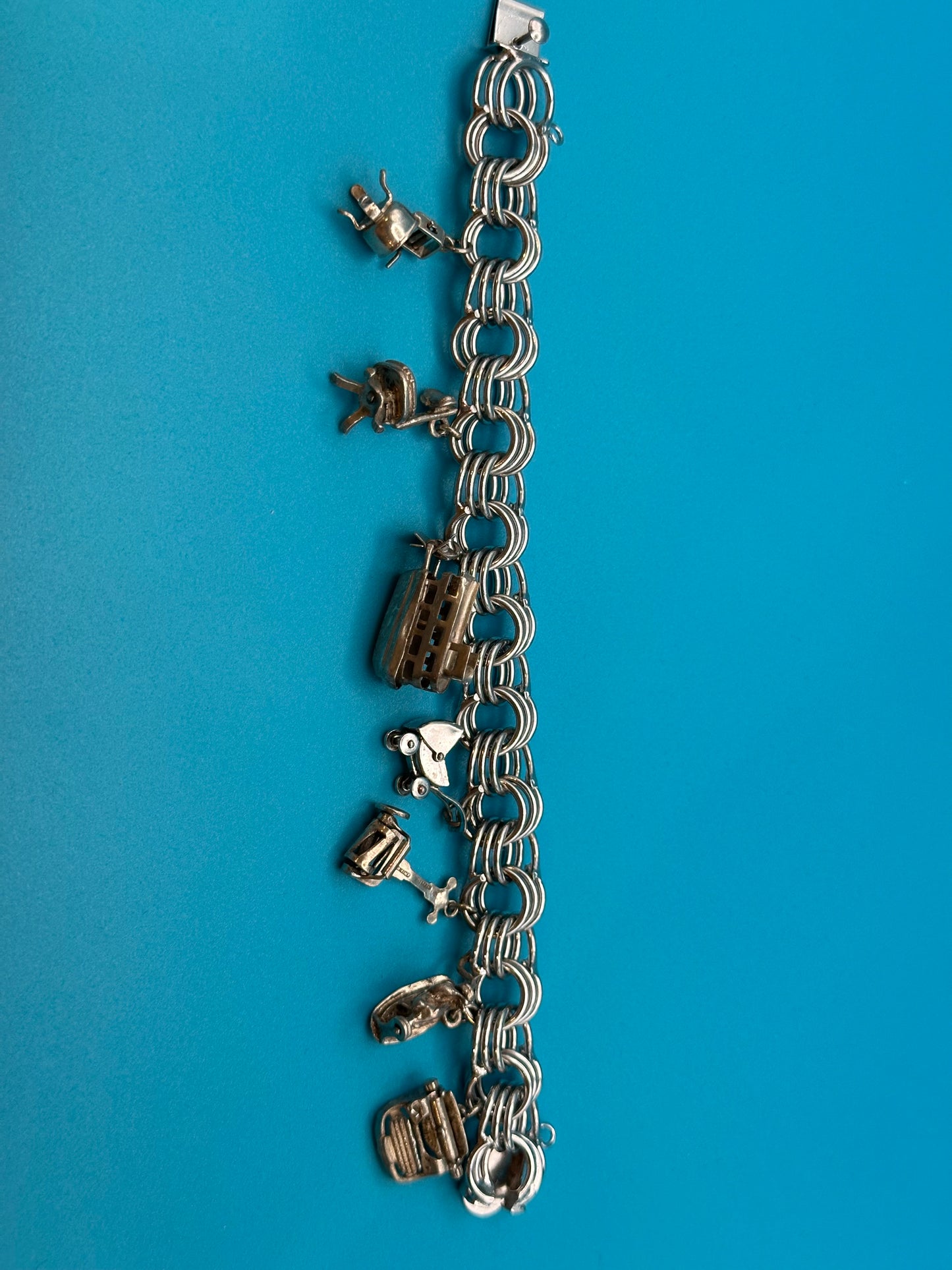 Sterling silver charm bracelet with sterling silver charms
