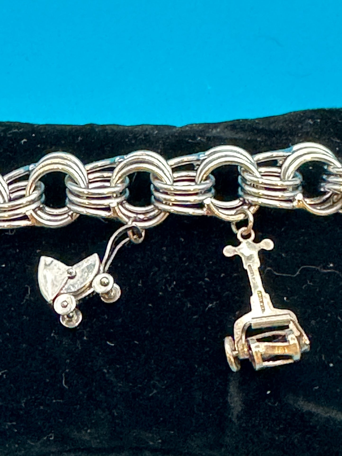 Sterling silver charm bracelet with sterling silver charms