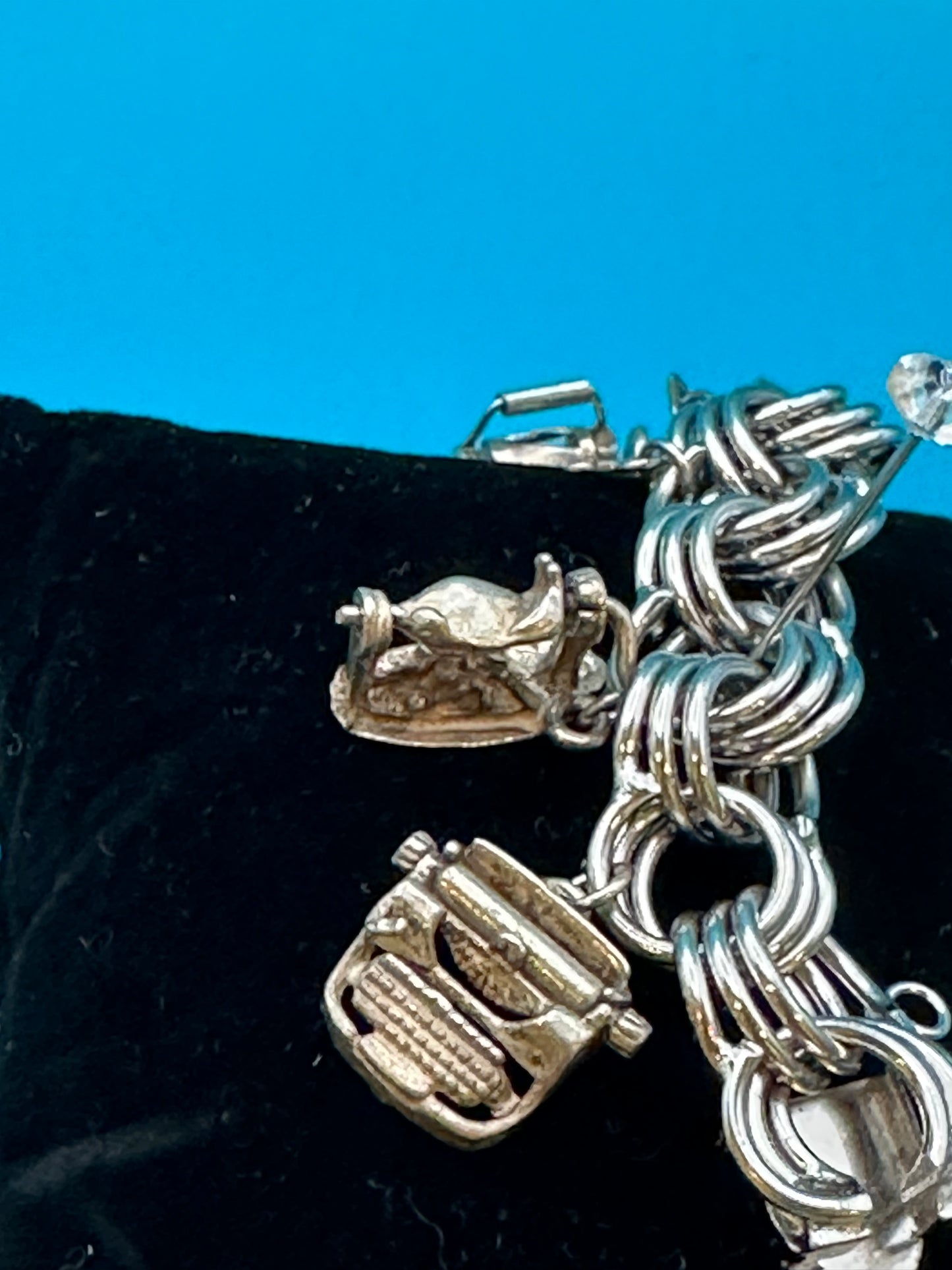 Sterling silver charm bracelet with sterling silver charms