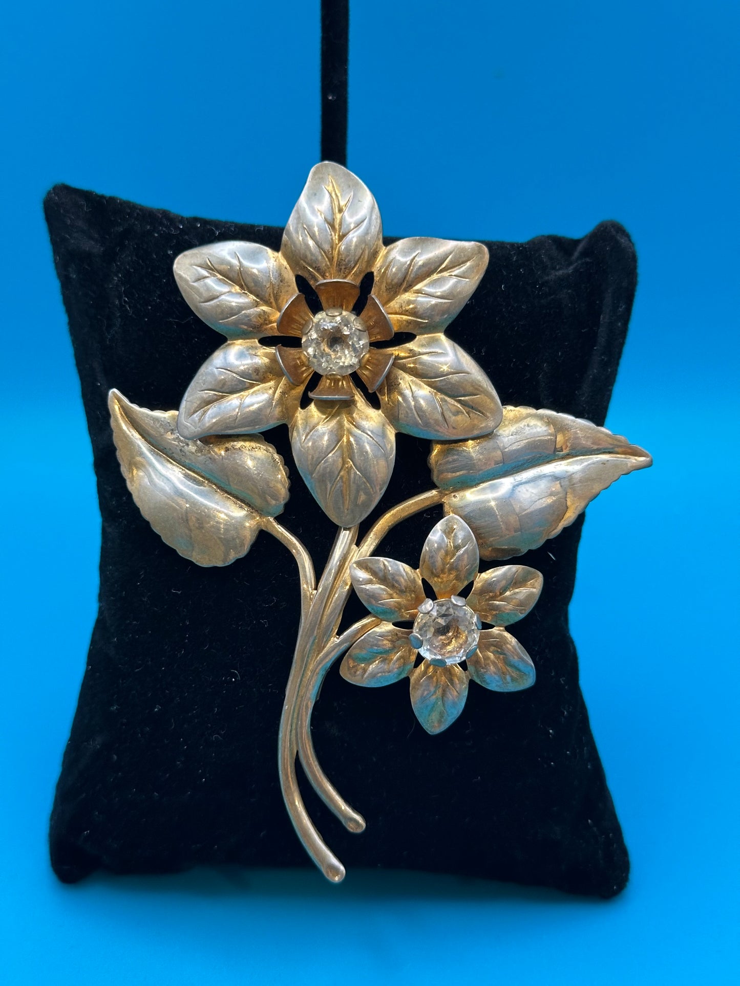 Vintage flower pin and earring set