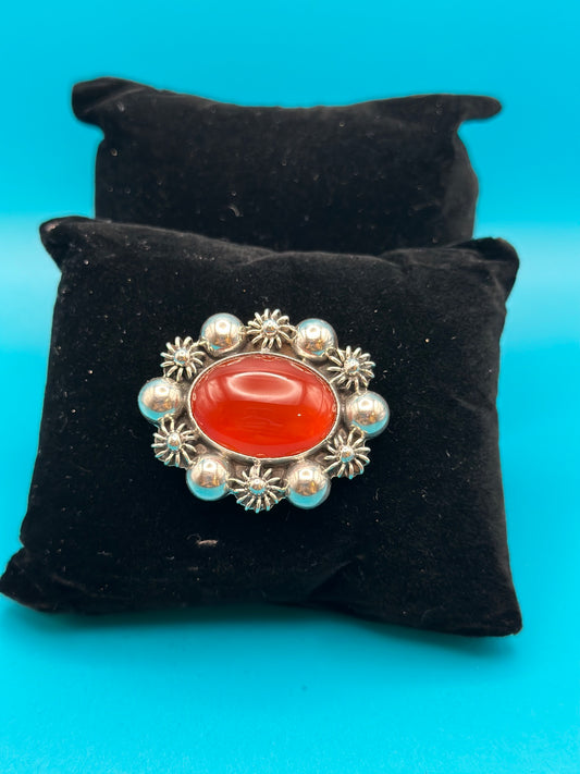 Vintage sterling silver and carnelian brooch/pendant