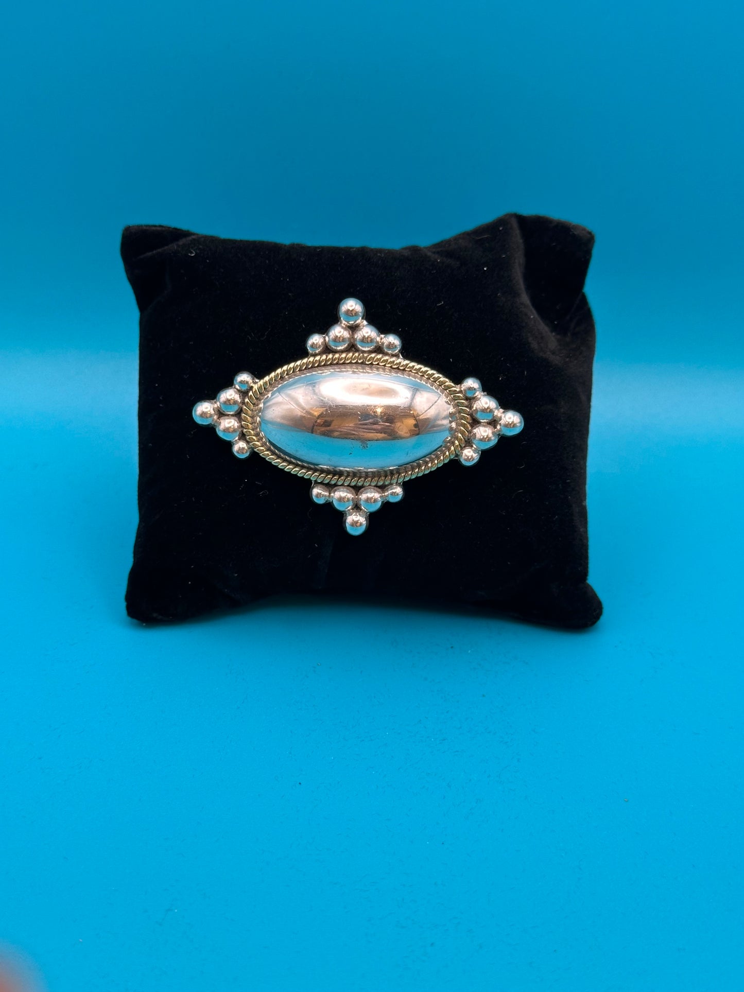 Vintage Mexican sterling silver and gold vermeil modernist “puffballs” pin/pendant.