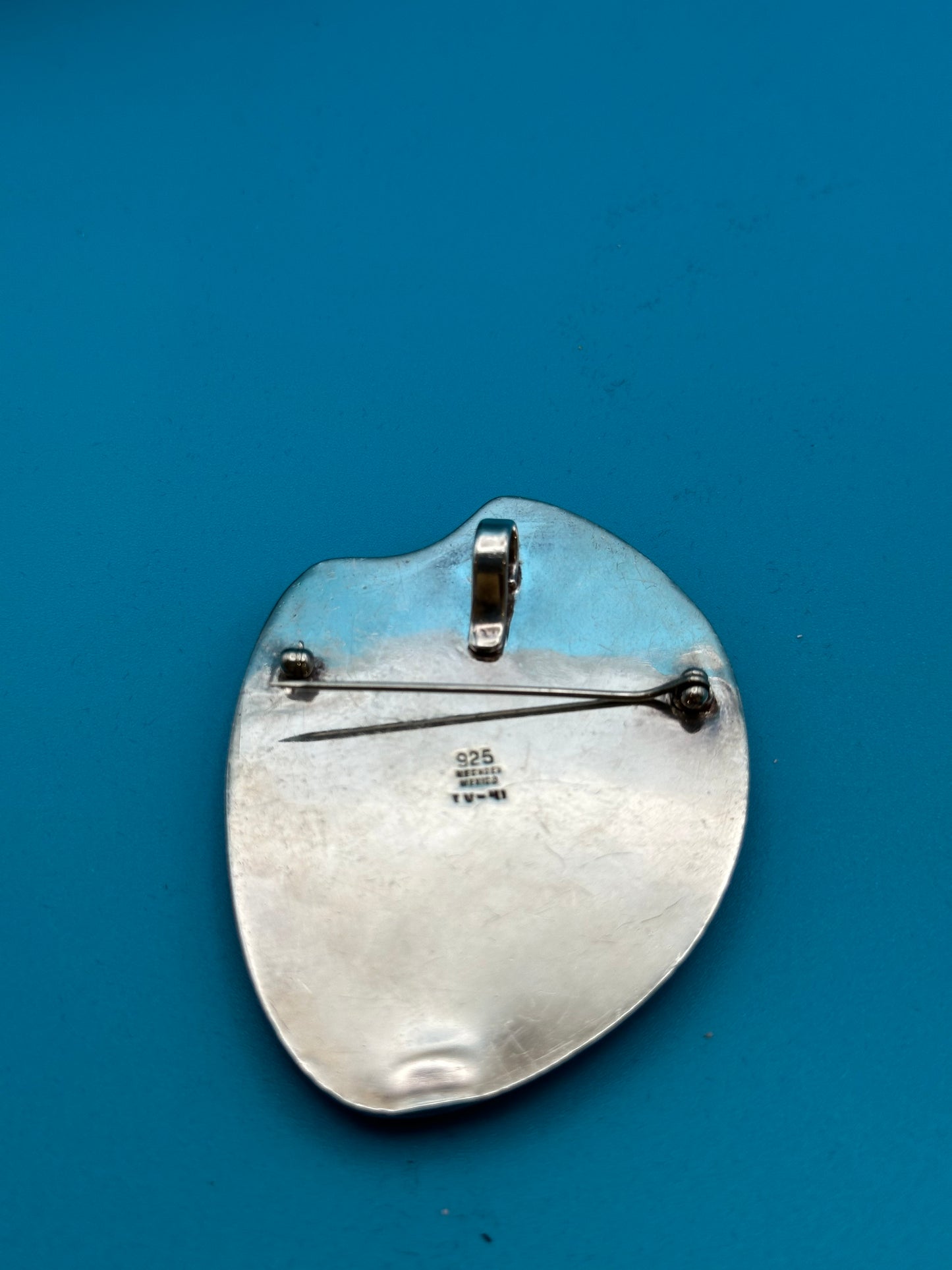 Vintage contemporary design sterling silver and onyx brooch/necklace