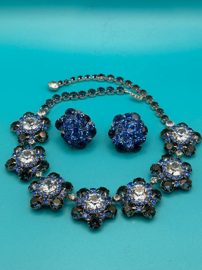 Spectacular mid-century rhinestone crystal necklace