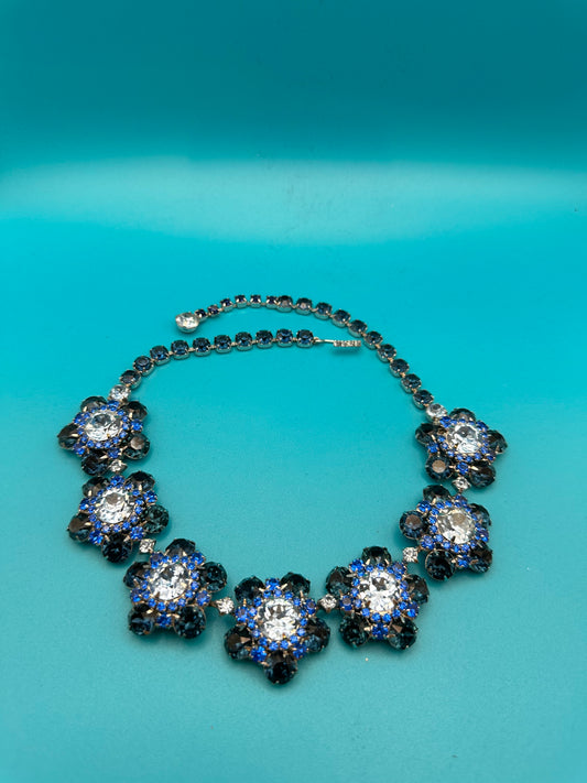 Spectacular mid-century rhinestone crystal necklace