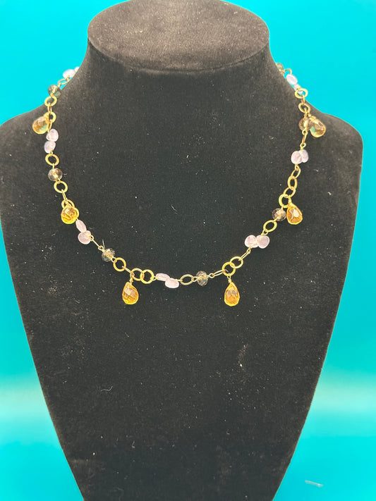 Simulated stone and gold necklace
