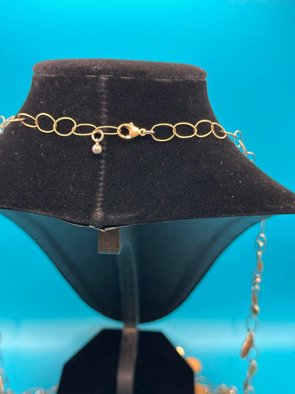 chain and multi-colored enamel circle necklace