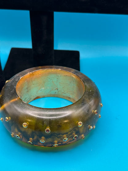 Jose Maria Barrera rhinestone and resin bangle bracelet