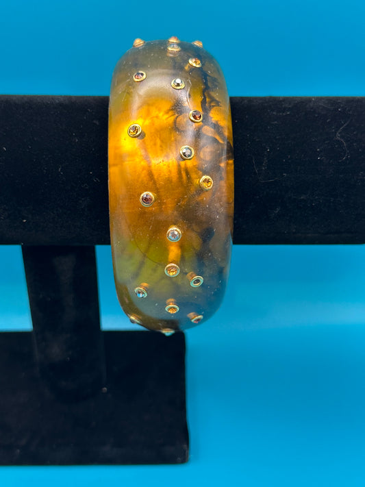 Jose Maria Barrera rhinestone and resin bangle bracelet