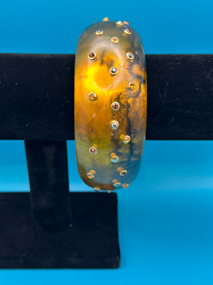 Jose Maria Barrera rhinestone and resin bangle bracelet