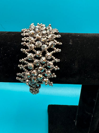 Silver bead stretchy bracelet