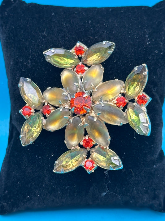 Vintage glass stone brooch