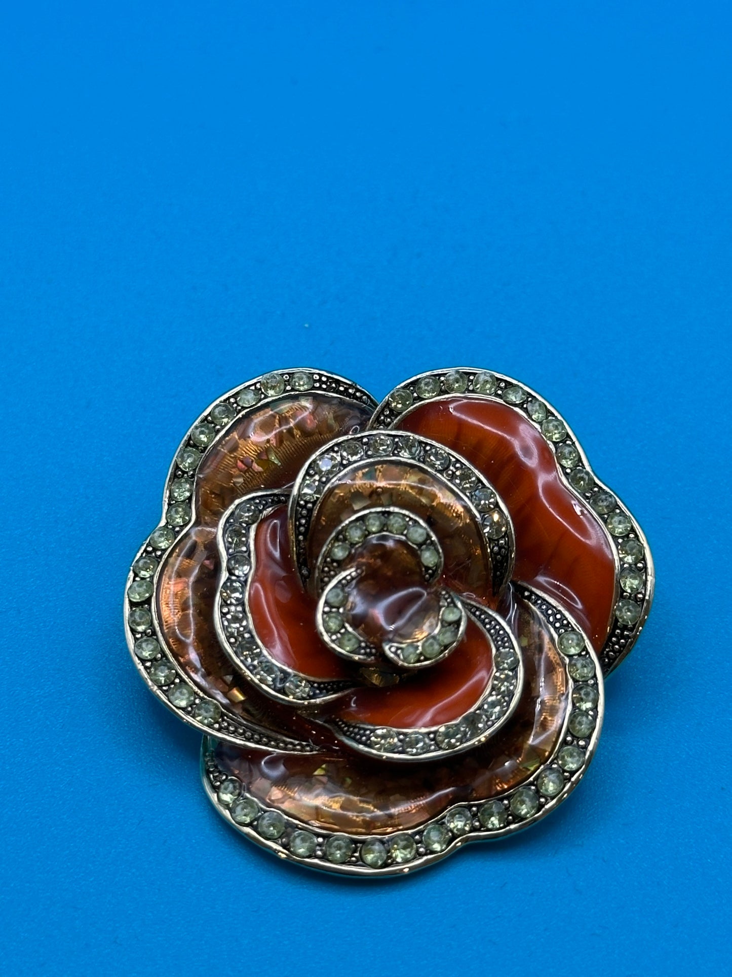 Vintage 1970's/80's Liz Claiborne gold and enamel flower brooch