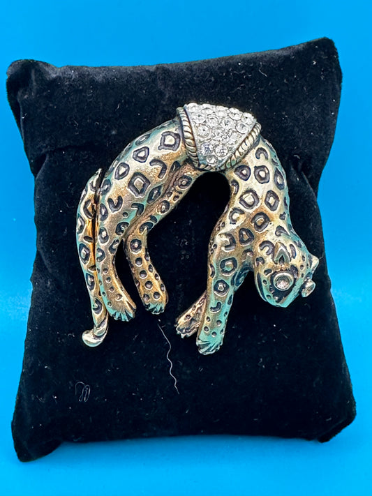 Vintage FLORENZA gold metal cheetah brooch