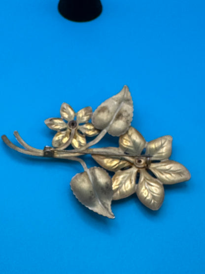 Vintage flower pin and earring set